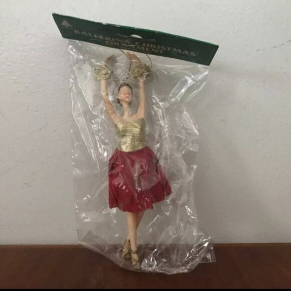 Vintage Spain's Inc. Vinyl Ballerina Christmas Tree Hanging Ornament Red Tutu - Picture 1 of 9